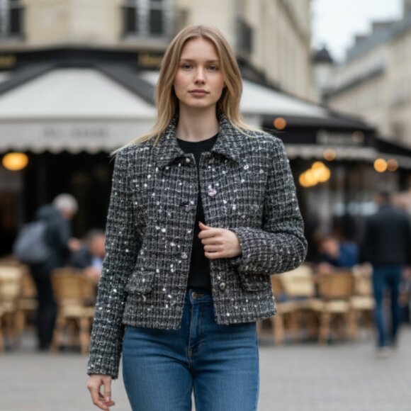 NWT ZARA TEXTURED SEQUIN JACKET BLOGGERS FAVE FESTIVE LIMITED EDITION BLACK - Picture 1 of 11